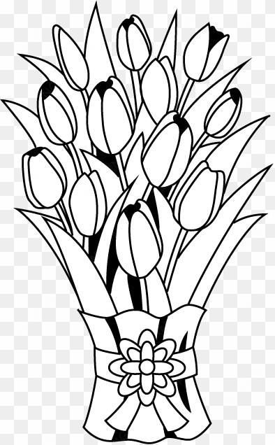 flower bouquet clip art - bunch of flowers clipart black and white