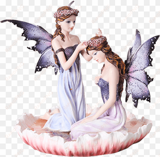 Flower Crown Fairy Sisters Statue - Beautiful Fairy Statues transparent png image
