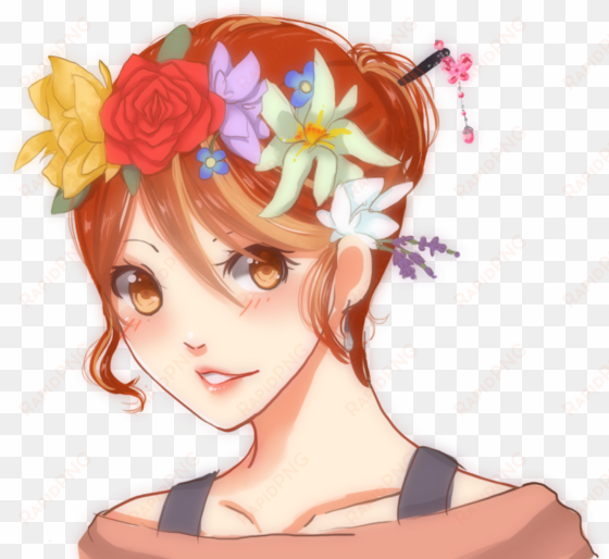 Flower Crown Selfie By Intothefrisson On Deviantart - Flower Crown Anime Girl Transparent transparent png image