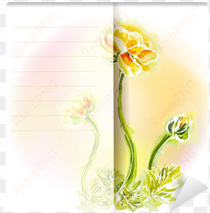 flower frame background, watercolor wall mural • pixers® - drawing