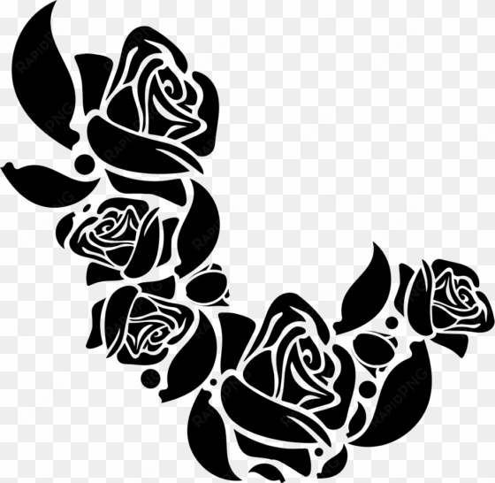 flower ornament of roses png icon free - black floral rose png