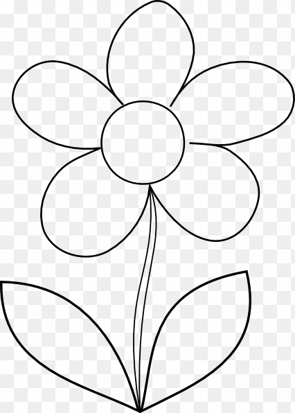 Flower Stem Clipart Black And - Easy Flower Colouring In Pages transparent png image