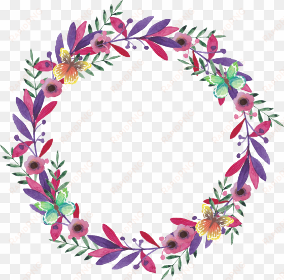 flower watercolor painting wreath - wreath