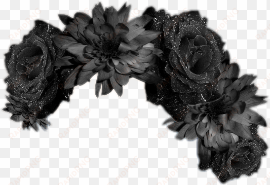 flowercrownsticker flowercrown blackflowers blac - black flower crown png