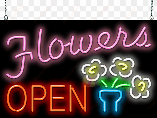 flowers neon sign with dasies - flowers neon sign