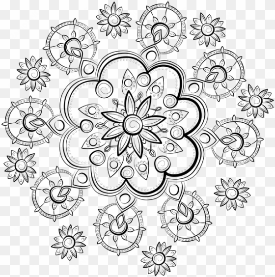 flowers, pattern, mandala, design element, transparent