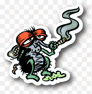 fly smoking weed sticker - fly smoking