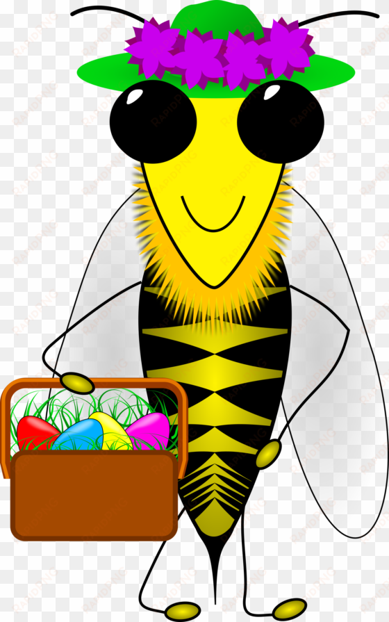 flying bee png clipart - happy easter bumble bee with a basket