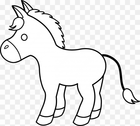 foal clipart little horse - cartoon black and white donkey