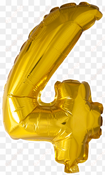foilballoon no - - folie ballon cijfer 4 goud 41cm met rietje