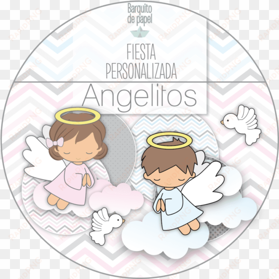 fondos de bautizo png kit imprimible personalizado - barquito de papel angelitos