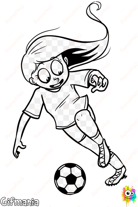 Footballer Girl - Drawing Of A Girl Playing Soccer transparent png image