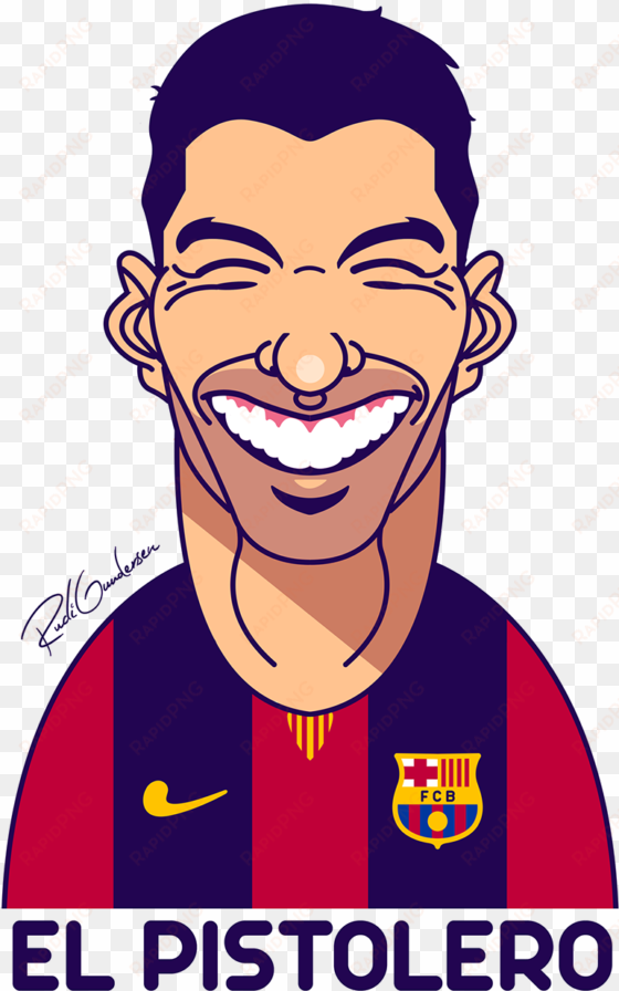 Football's Funny Faces - Luis Suarez Caricatura Barcelona transparent png image
