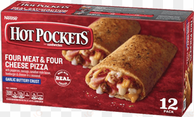 four meat four cheese pizza 12 pack garlic ery seasoned - hot pockets