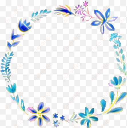 frame floral flowers sticker circle circleframe freetoe - blue floral wreath transparent