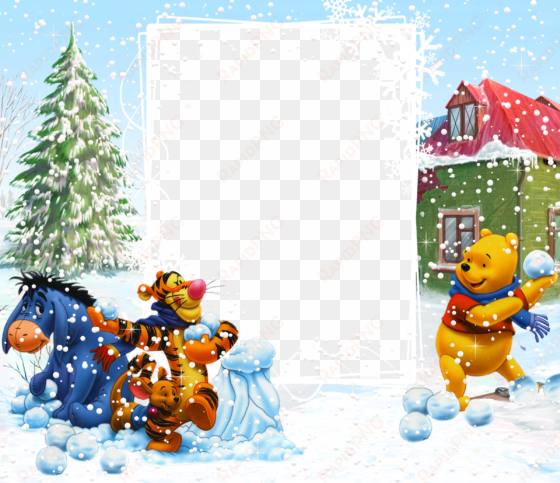 frames clipart winter - winnie the pooh frame christmas