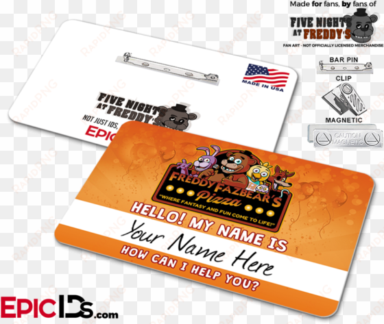 freddy fazbear's pizza fnaf employee name badge - five nights at freddys