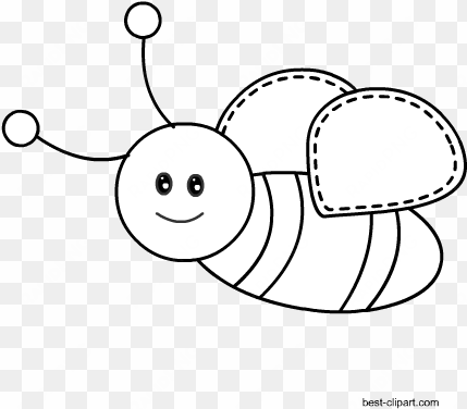 free black and white bee clip art image - cartoon
