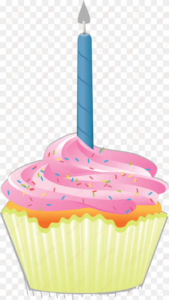 free clipart of a first birthday cupcake with a candle - cupcake