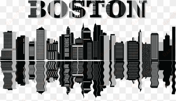 free clipart of a reflecting boston city skyline - boston skyline clip art