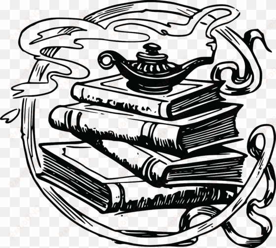 free clipart of books with a genie lamp - genie lamp on book