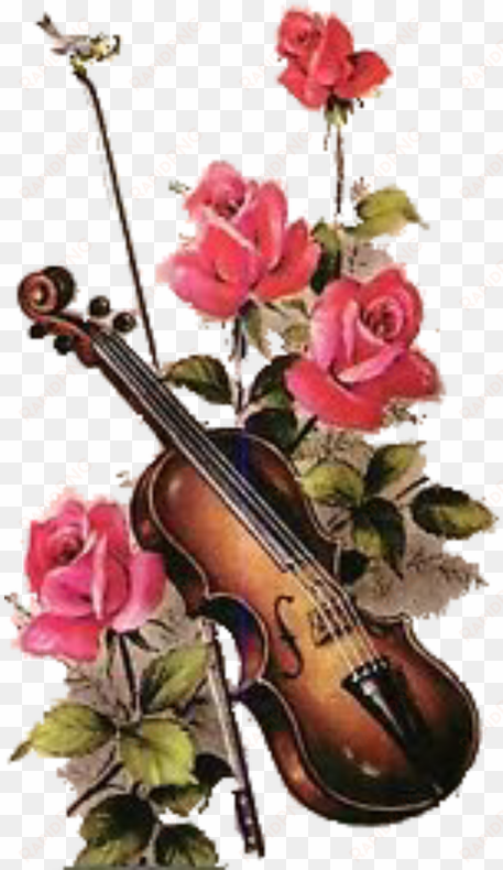 free digital images vintage - violin with roses clipart