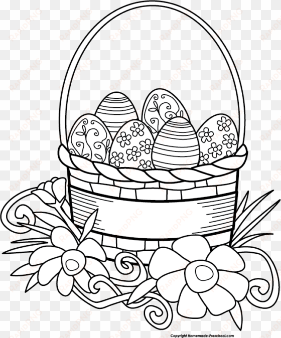 free easter basket clipart - easter black and white clipart