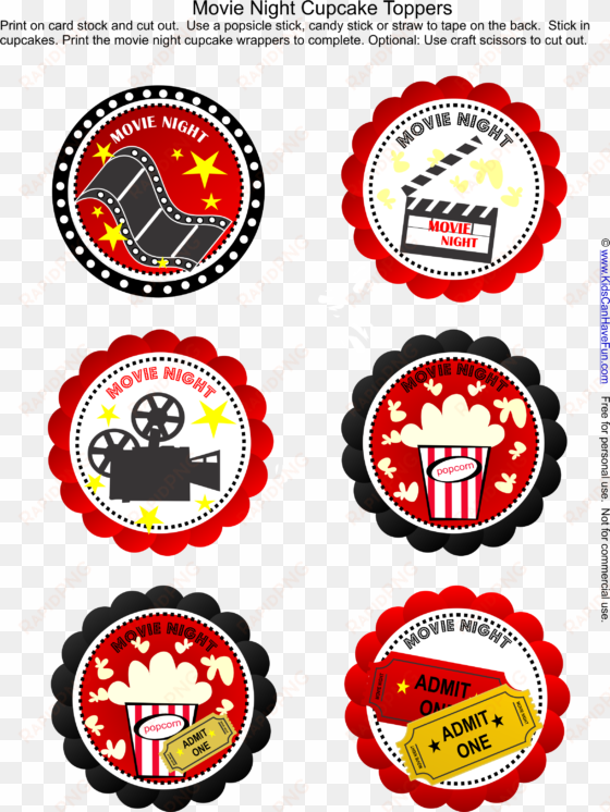free movie night party cupcake toppers just add the - party