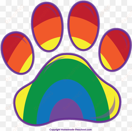 free paw prints clipart - rainbow paw print