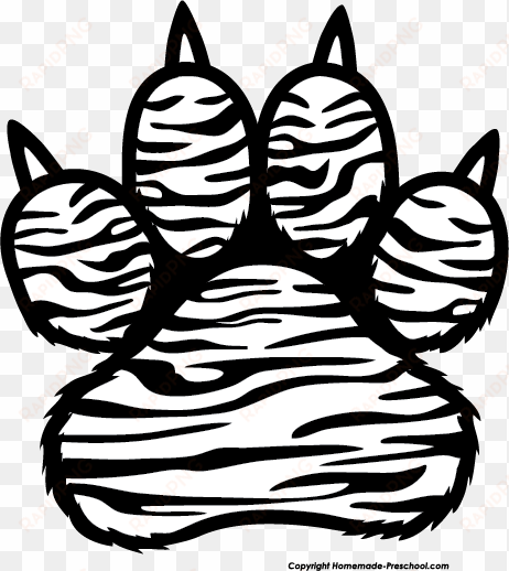 free paw prints clipart - white tiger paw print