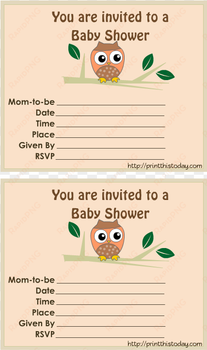 Free Printable Owl Baby Shower Invitations - Baby Shower transparent png image