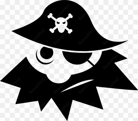 free vector pirate with eye cover clip art - pirate black and white