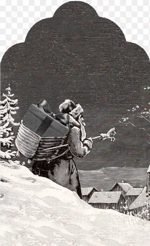 Free Vintage German Santa Christmas Tag - Illustration transparent png image