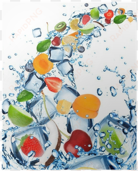 fresh fruit in water splash with ice cubes poster • - flavorful frozen fruit: beat the summer heat