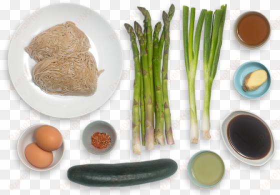 fresh soba noodle salad with asparagus, cucumber & - food