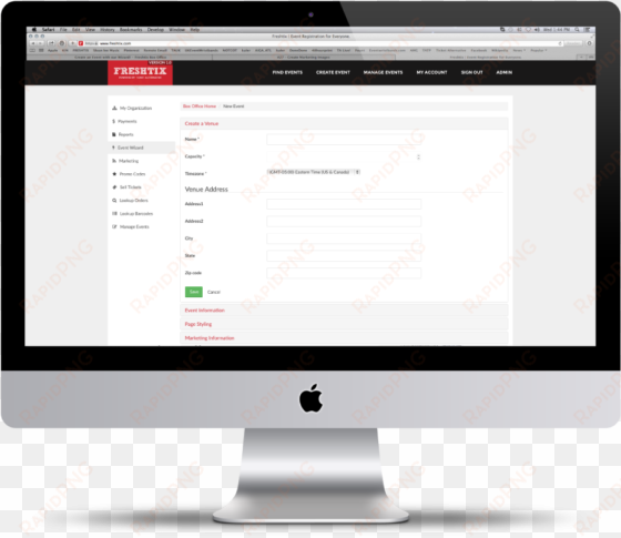 freshtix event management software - imac 21.5 inch computer