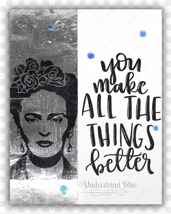 frida card by understand blue - concord & 9th fill-in phrases clear stamp set 10188c9.