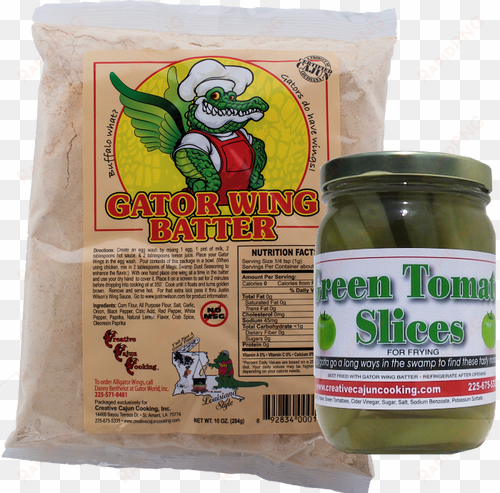 fried green tomato kit with gator wing batter - creative cajun cooking gator wing batter