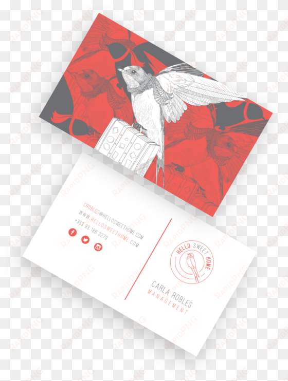 front and back views of a red and white business card - custom business card