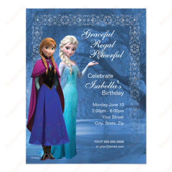 frozen anna and elsa snowflake birthday invitation - disney frozen birthday wishes