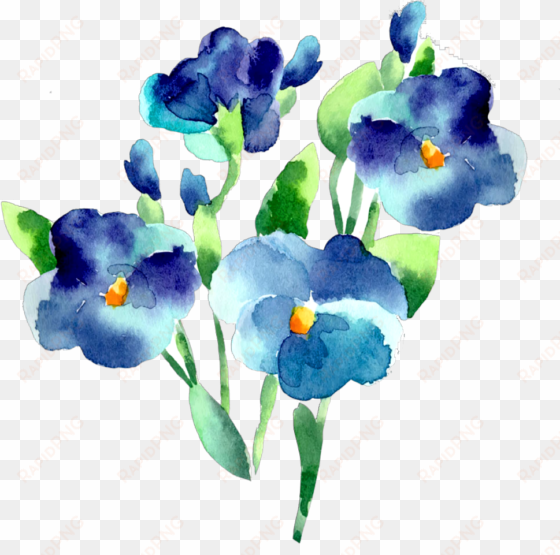 ftestickers watercolor flowers blue teal - watercolor blue flower vector