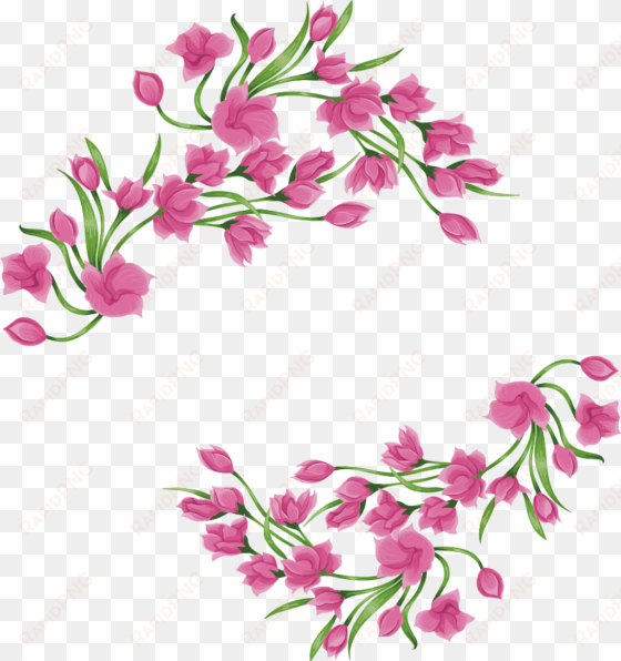 ftestickers watercolor flowers frame borders pinkroses - pink magnolia png