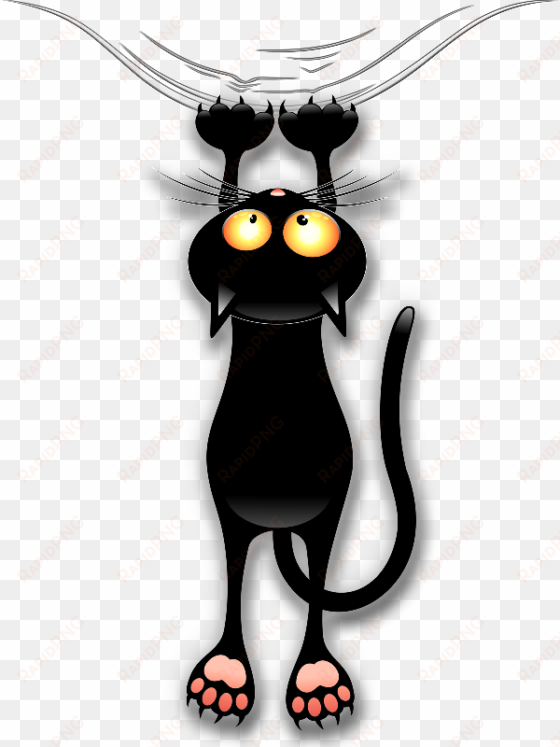 fun black cat falling - black cat cartton png