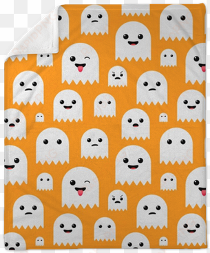 funny cute orange halloween ghost seamless pattern - wallpaper