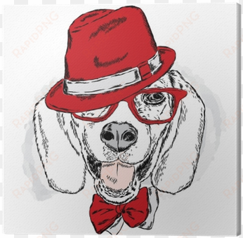 funny dog with hat and glasses - laima bz061 dog with earphone pattern pillow case