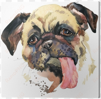 funny puppy watercolor illustration canvas print • - dog