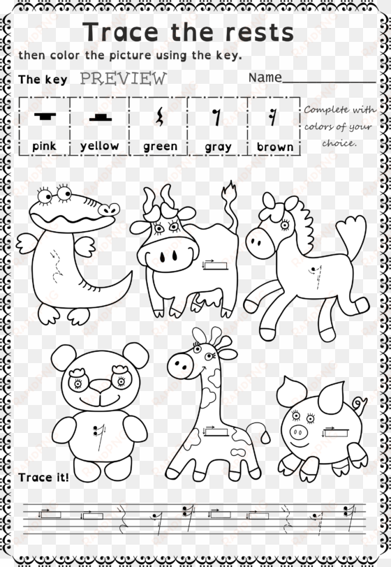 funny worksheets to trace basic music symbols for younger - music
