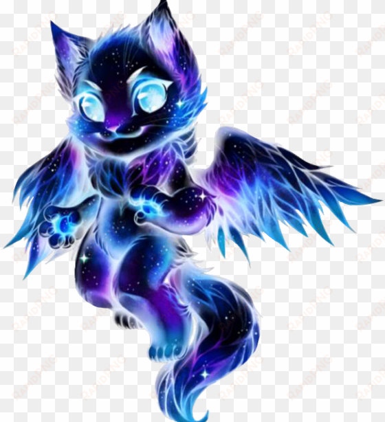 galaxy galaxycat galaxywolf flyingcat cat wolf purple - galaxy cat with wings