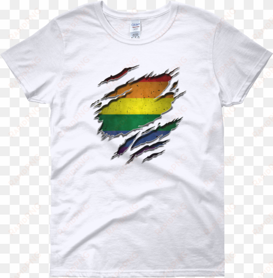 gay flag ripped chest - good girl go to heaven bad girl go to valhalla