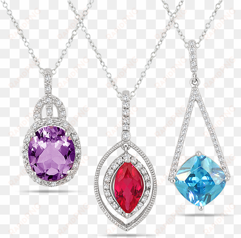 gemstone pendants - 1/10 carat diamond and sapphire pendant
